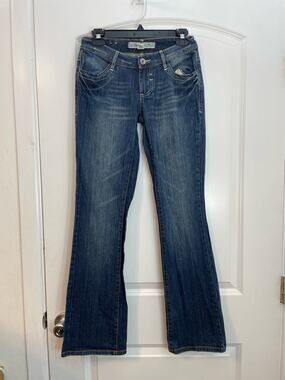 VTG Y2K Ecko Jeans Size 5/28 Low Rise Painted Rhinestones Flare Leg McBling